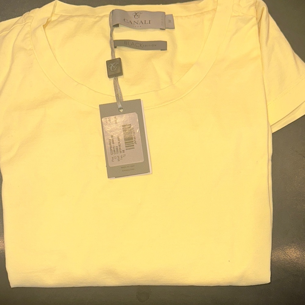 Canali Soft Yellow Short Sleeve Tee brand new with tags